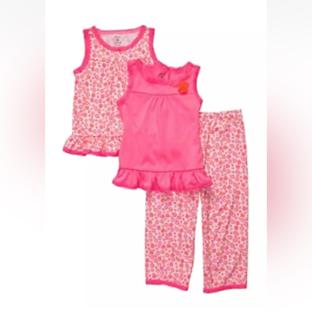 NEW w/o tags Carter’s 3 piece pajama set.  Girls sz 14 pink and pink flowered.